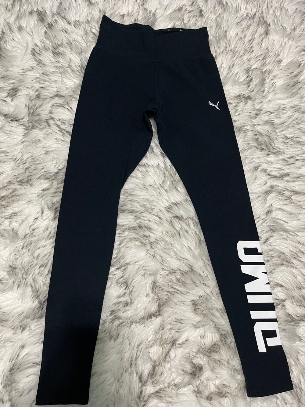 PUMA Black Cotton High Waist Full Length Leggings Small